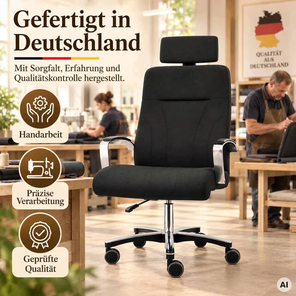 PETA Hochlehner mit Kopfstütze - XXL Bürostuhl